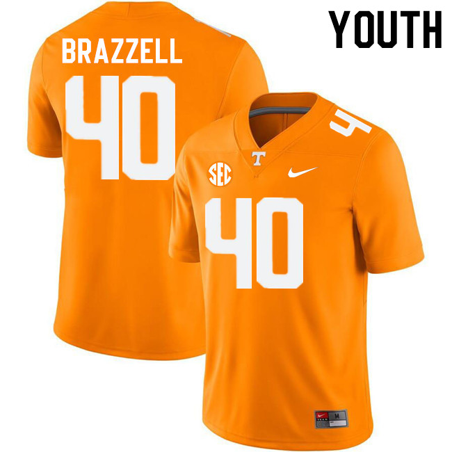 Youth #40 Colin Brazzell Tennessee Volunteers College Football Jerseys Stitched-Orange